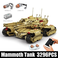Thumbnail for Building Blocks Military MOC Motorized RC Heavy Mammoth Tank Bricks Toy - 2
