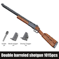 Thumbnail for Building Blocks Military Motorized Double-Barreled Shotgun Bricks Toy Construction Set Toys - 9