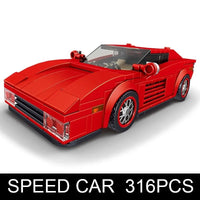 Thumbnail for Building Blocks Mini Ferrari Testarossa Classic Racing Sports Car Bricks Toy 27012 - 3