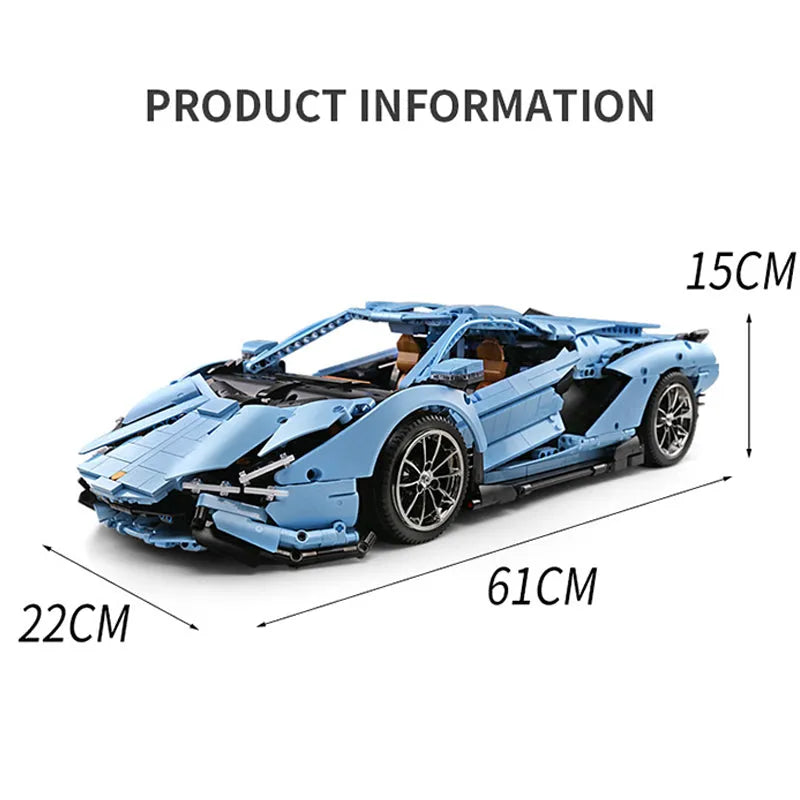 Building Blocks MOC 13056 APP RC Racing Car Lamborghini Hyper Bricks Toy Construction Set Toys - 7