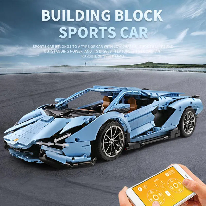 Building Blocks MOC 13056 APP RC Racing Car Lamborghini Hyper Bricks Toy - 3