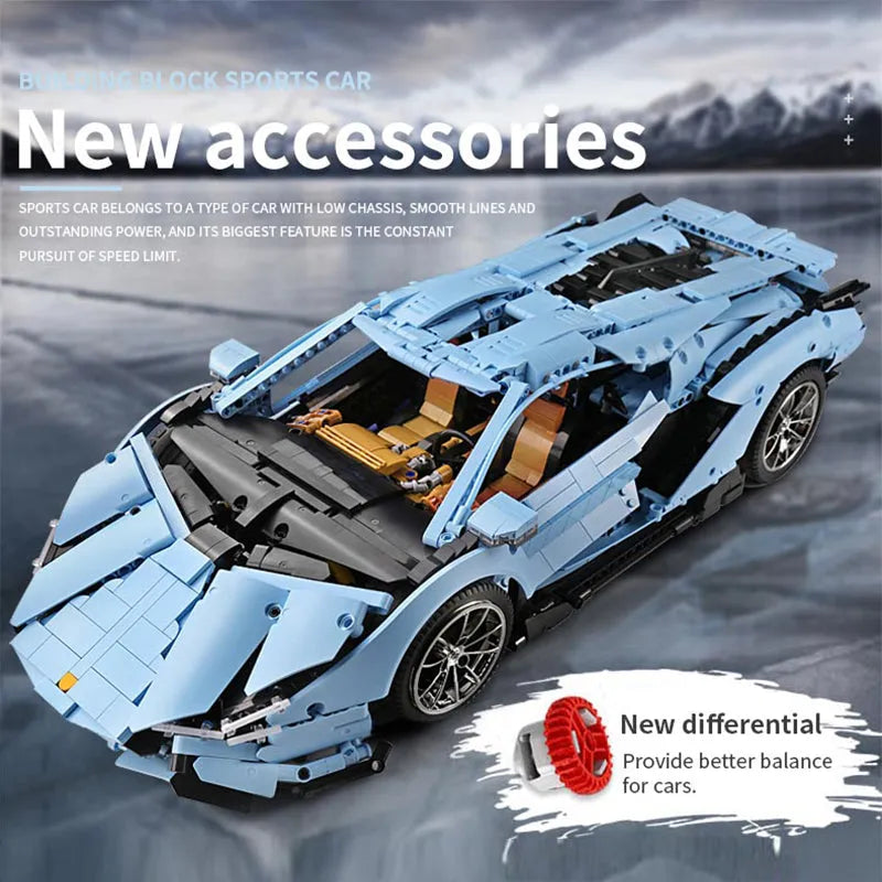Building Blocks MOC 13056 Roadster Lamborghini Hyper Racing Car Bricks Toy - 3