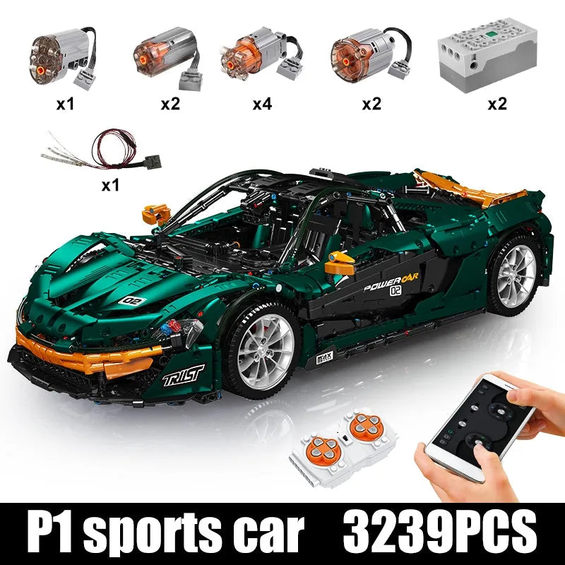 Building Blocks MOC 13091 RC APP Motorized Hypercar P1 Racing Car Bricks Toys Construction Set Toys - 7