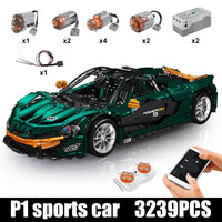Thumbnail for Building Blocks MOC 13091 RC APP Motorized Hypercar P1 Racing Car Bricks Toys Construction Set Toys - 7