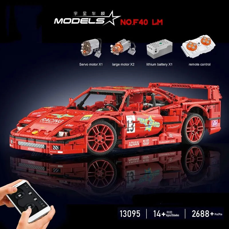 Building Blocks MOC 13095P RC Ferrari F40 Racing Sports Car Bricks Toys - 2