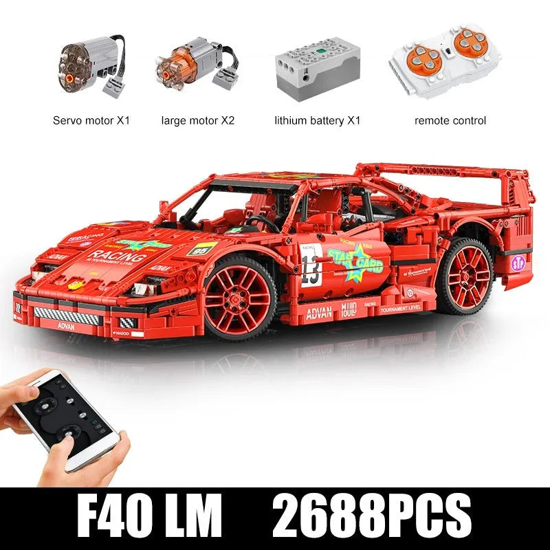Building Blocks MOC 13095P RC Ferrari F40 Racing Sports Car Bricks Toys - 6