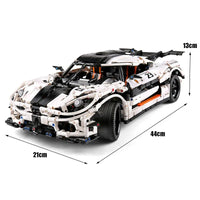 Thumbnail for Building Blocks MOC 13120 Supercar Koenigsegg One Racing Car Bricks Toys - 6