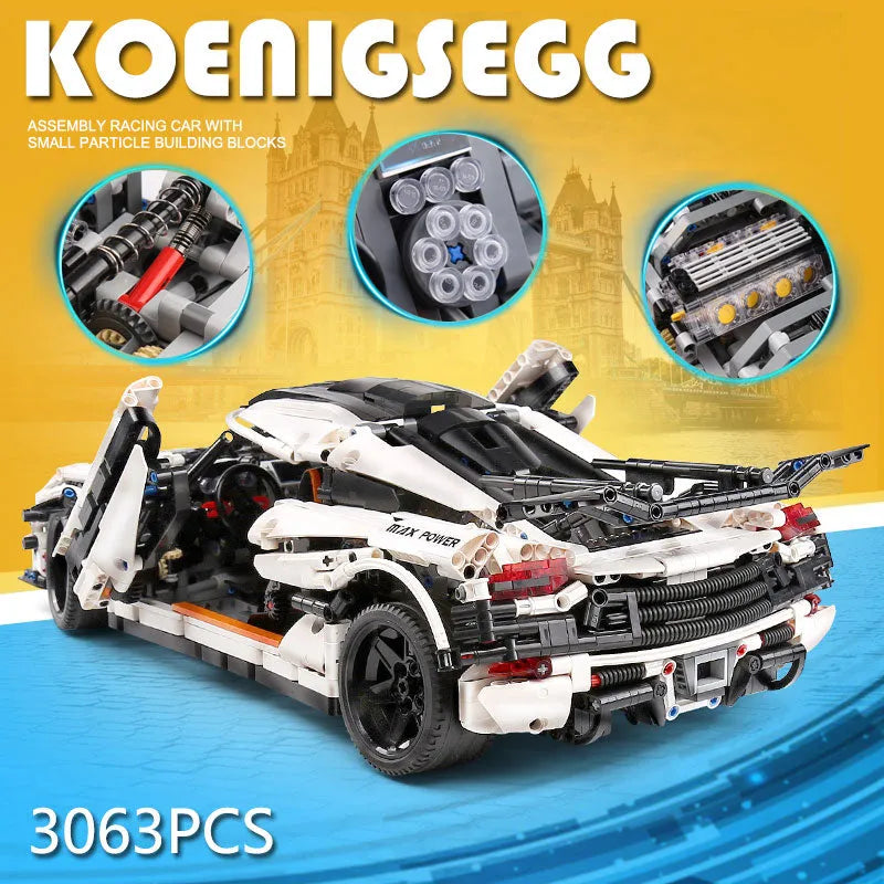 Building Blocks MOC 13120 Supercar Koenigsegg One Racing Car Bricks Toys - 4