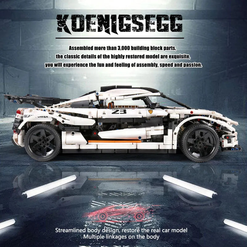 Building Blocks MOC 13120 Supercar Koenigsegg One Racing Car Bricks Toys - 3