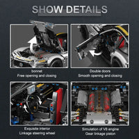 Thumbnail for Building Blocks MOC 13126 AMG GTR QUICKSILVER Racing Car Bricks Toys - 7