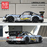 Thumbnail for Building Blocks MOC 13126 AMG GTR QUICKSILVER Racing Car Bricks Toys - 4