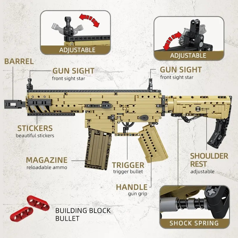 Building Blocks MOC 14015 Military Scar Assault Rifle Gun Bricks Toys - 4