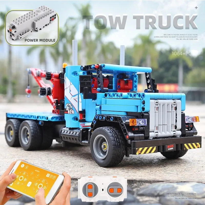 Building Blocks MOC 15020 Tech RC City Rescue Tow Service Truck Bricks Toy - 4