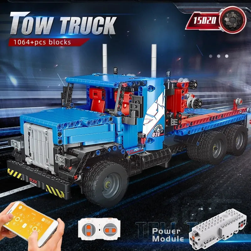 Building Blocks MOC 15020 Tech RC City Rescue Tow Service Truck Bricks Toy - 2