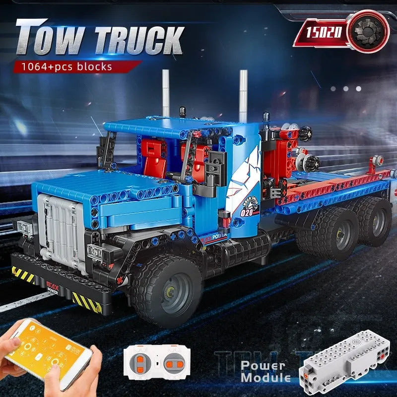 Building Blocks MOC 15020 Tech RC City Rescue Tow Service Truck Bricks Toy Construction Set Toys - 2