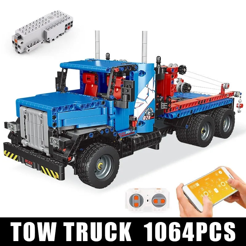 Building Blocks MOC 15020 Tech RC City Rescue Tow Service Truck Bricks Toy - 6