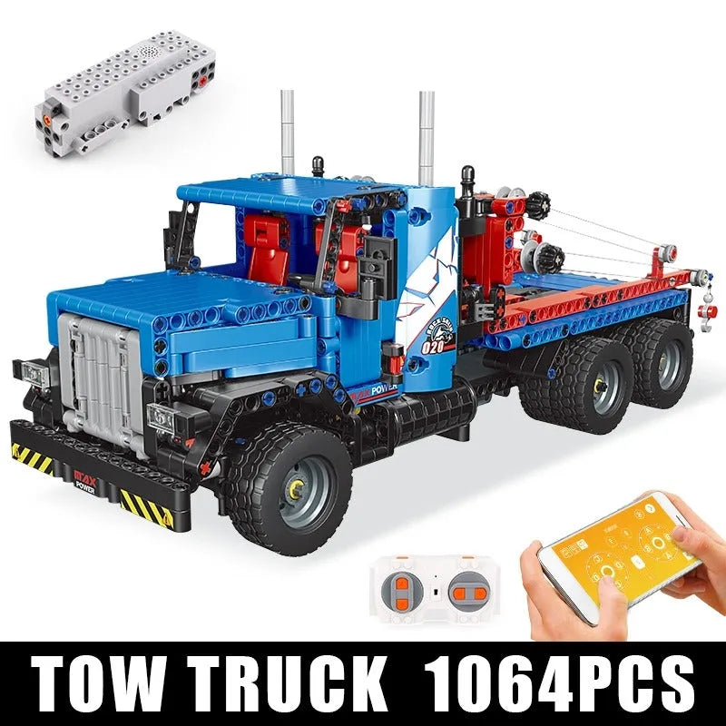 MOC 15020 Tech RC City Rescue Tow Service Truck Bricks Toy