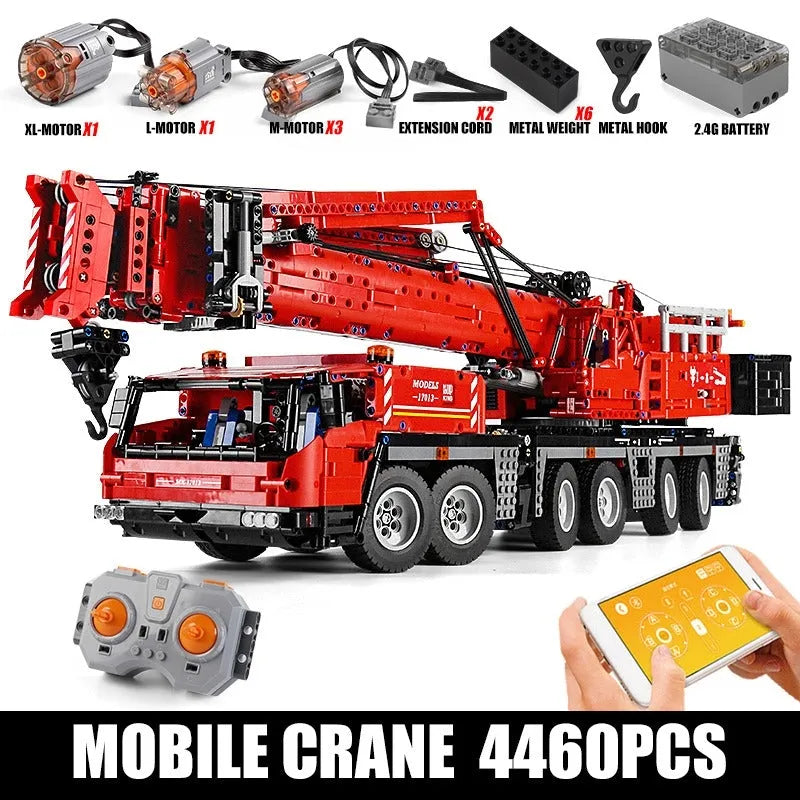 Building Blocks MOC 17013 Tech RC GMK Heavy Mobile Crane Truck Bricks Toys - 3