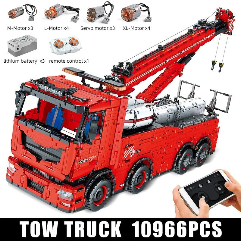 Building Blocks MOC 19008 Tech RC Heavy Rescue Tow Truck Bricks Toy - 1