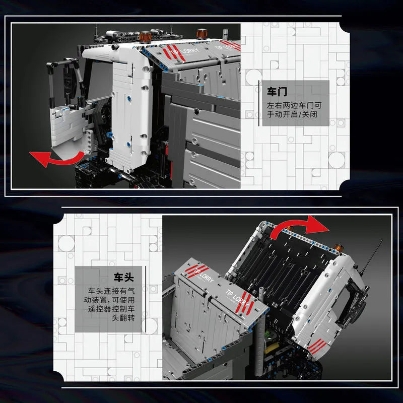 Building Blocks MOC 19013 APP Heavy RC Pneumatic Dump Truck Bricks Toy Construction Set Toys - 21