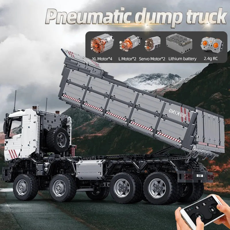 Building Blocks MOC 19013 APP Heavy RC Pneumatic Dump Truck Bricks Toy Construction Set Toys - 9