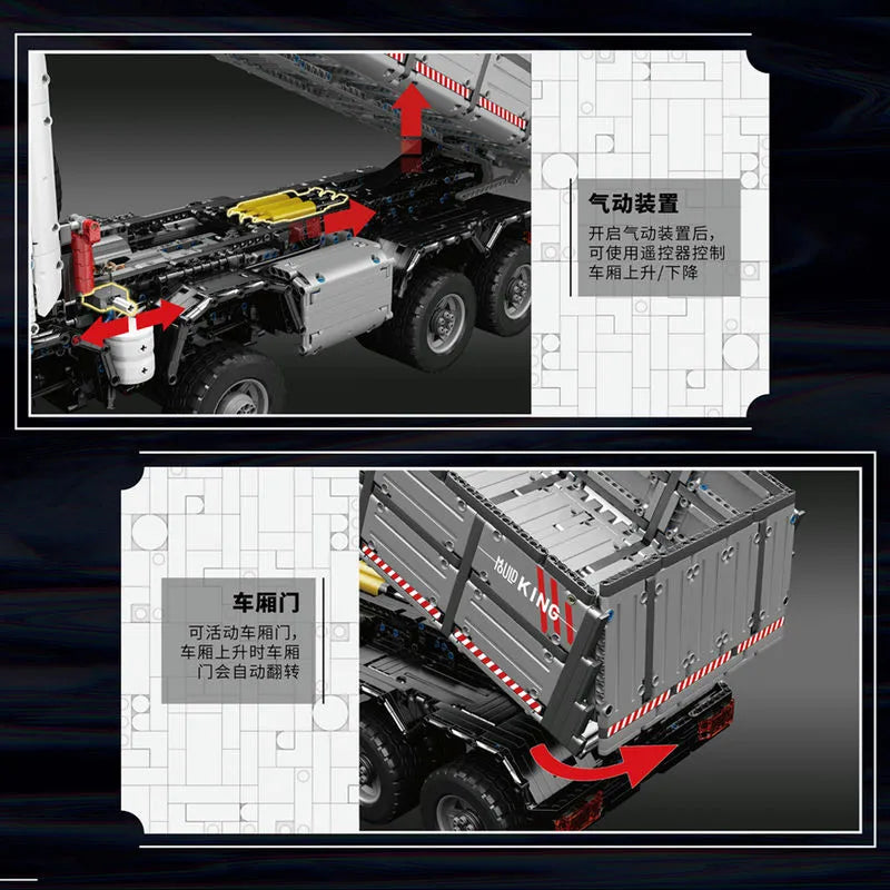 Building Blocks MOC 19013 APP Heavy RC Pneumatic Dump Truck Bricks Toy Construction Set Toys - 20