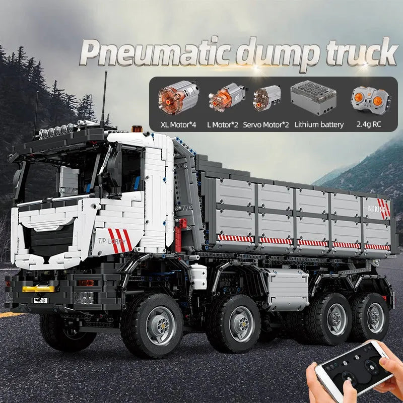 Building Blocks MOC 19013 APP Heavy RC Pneumatic Dump Truck Bricks Toy Construction Set Toys - 2