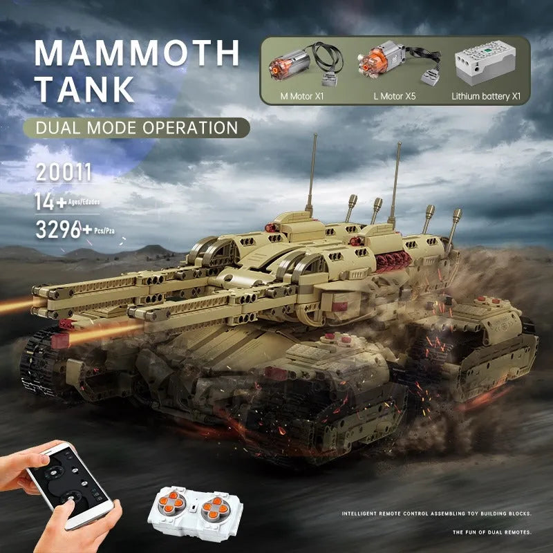 Building Blocks MOC 20011 Motorized RC Heavy Mammoth Tank Bricks Toys - 2