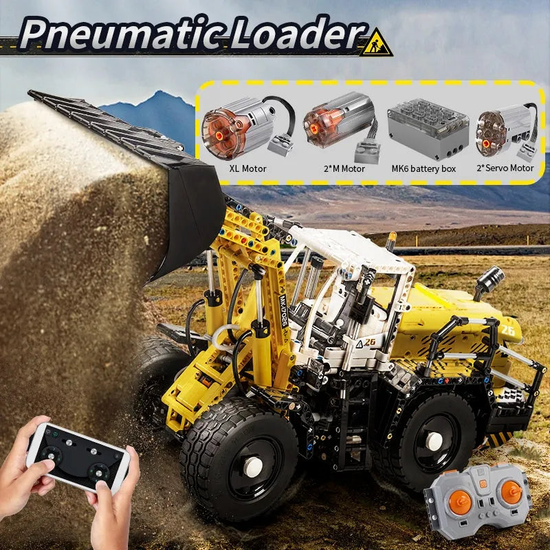 Building Blocks MOC APP Motorized Pneumatic loader Truck Excavator Bricks Toy - 2