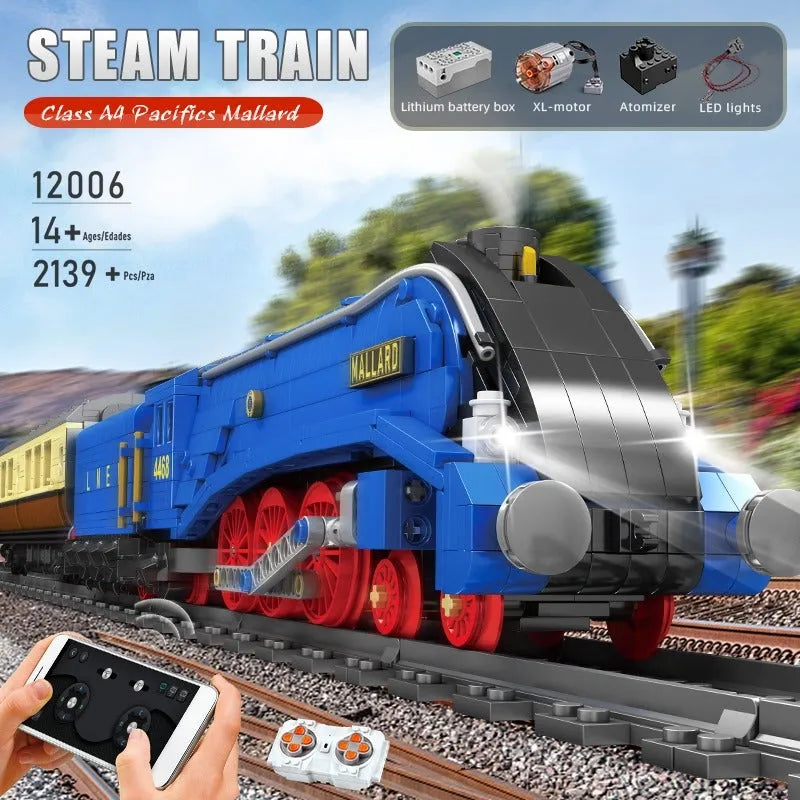 Building Blocks MOC APP Motorized RC Class A4 Pacific Mallard Train Bricks Toy Construction Set Toys - 3