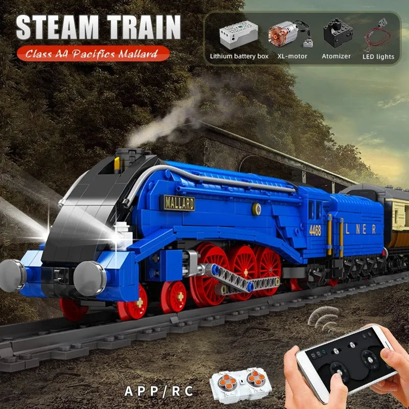 Building Blocks MOC APP Motorized RC Class A4 Pacific Mallard Train Bricks Toy Construction Set Toys - 4