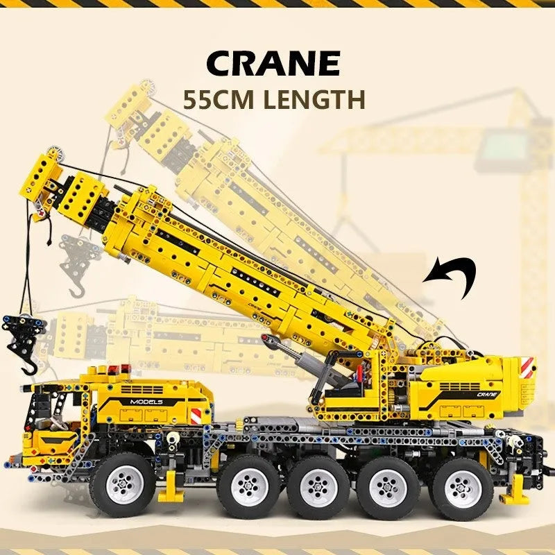 MOC APP Motorized RC Heavy Mobile Lift Crane Truck Bricks Toy