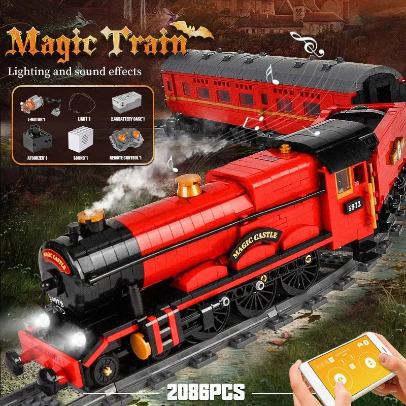 Building Blocks MOC APP Motorized RC Magic Castle Train Bricks Toy 12010 - 5
