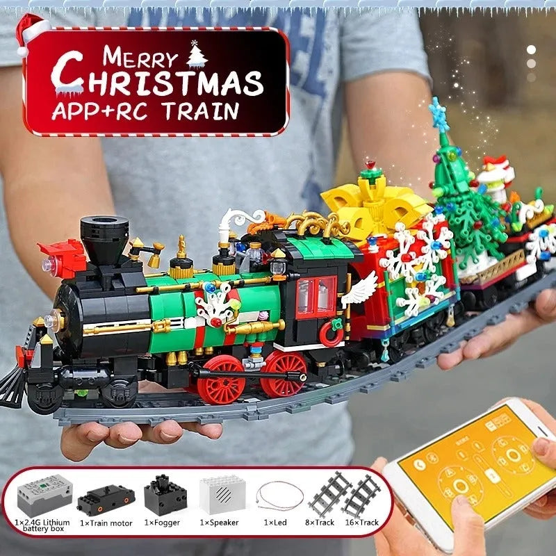 MOC APP Motorized RC Magic Christmas Train Bricks Toy