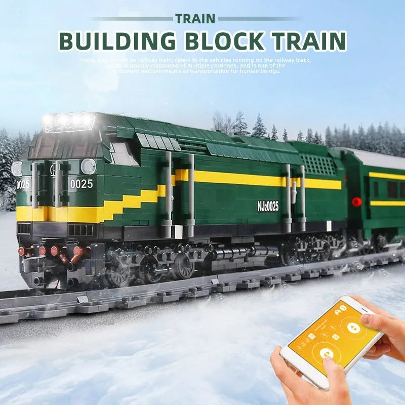 Building Blocks MOC APP Motorized RC NJ2 Diesel Locomotive Train Bricks Toy - 6