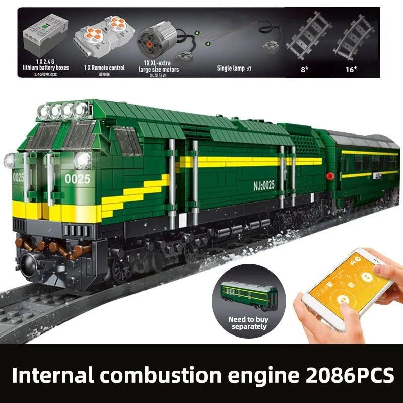 Building Blocks MOC APP Motorized RC NJ2 Diesel Locomotive Train Bricks Toy - 3