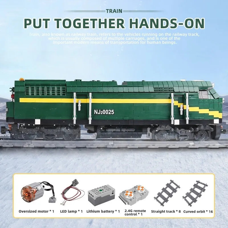 Building Blocks MOC APP Motorized RC NJ2 Diesel Locomotive Train Bricks Toy Construction Set Toys - 5