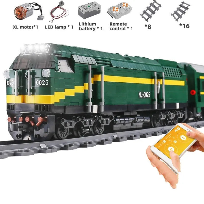 Building Blocks MOC APP Motorized RC NJ2 Diesel Locomotive Train Bricks Toy - 1
