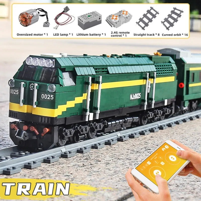Building Blocks MOC APP Motorized RC NJ2 Diesel Locomotive Train Bricks Toy - 4