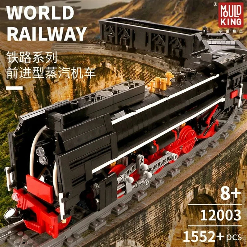 Building Blocks MOC APP Motorized RC QJ Steam Locomotive Train Bricks Toy - 3