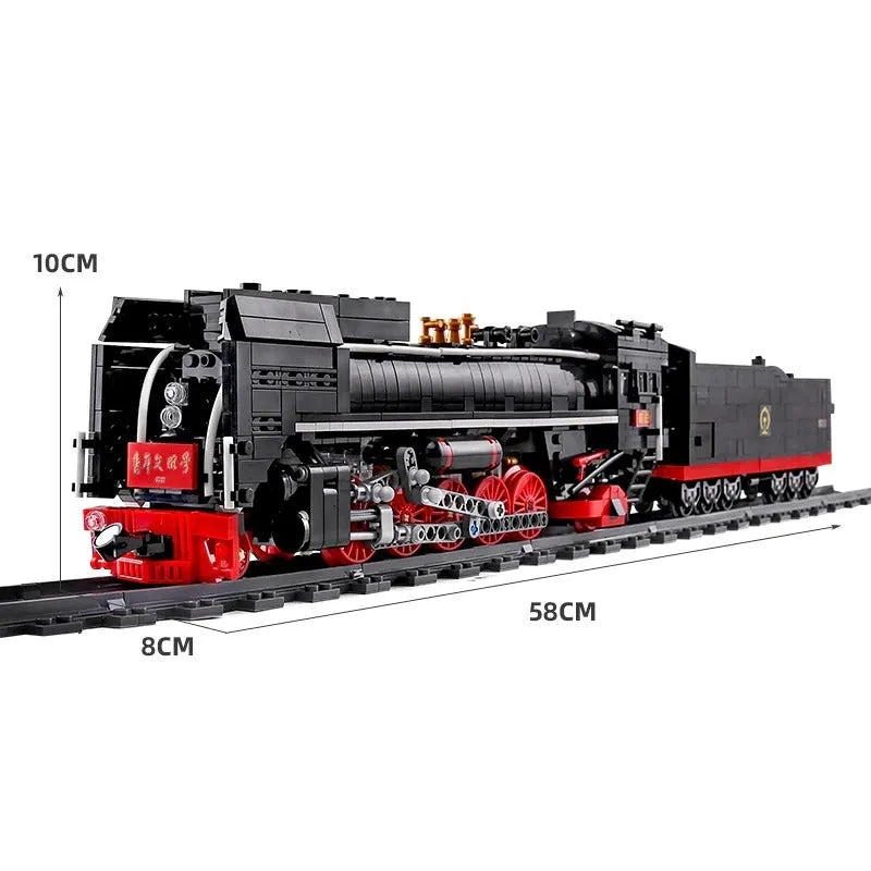 Building Blocks MOC APP Motorized RC QJ Steam Locomotive Train Bricks Toy - 9