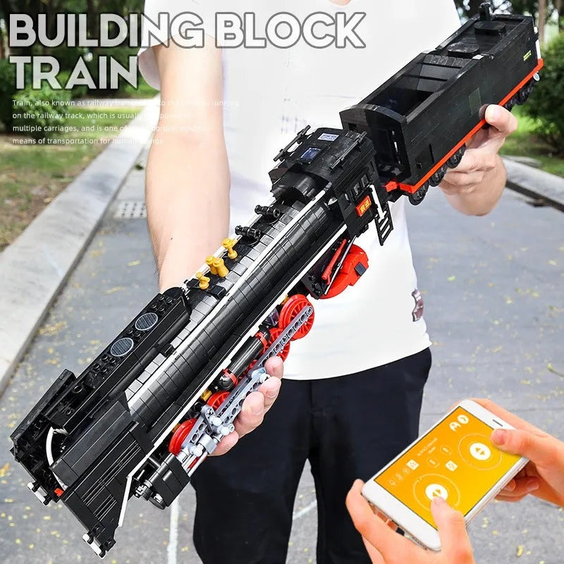 Building Blocks MOC APP Motorized RC QJ Steam Locomotive Train Bricks Toy - 2