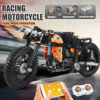 Thumbnail for Building Blocks MOC APP Motorized RC Racing Motorcycle Bricks Toys 23005 - 10