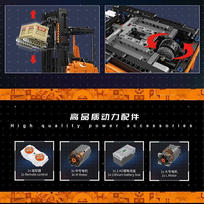Building Blocks MOC APP Motorized RC Shelf Forklift Reach Truck Bricks Toy Construction Set Toys - 13