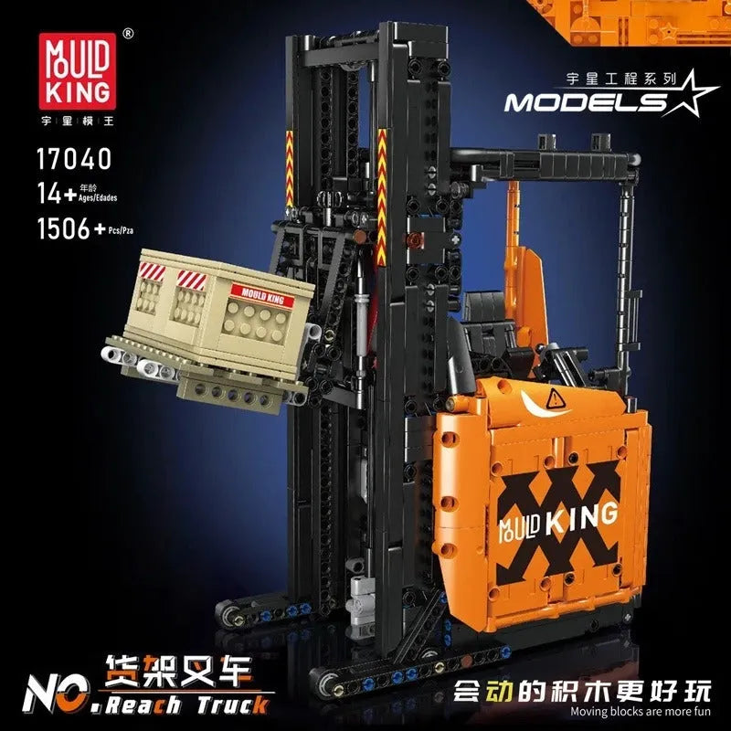 Building Blocks MOC APP Motorized RC Shelf Forklift Reach Truck Bricks Toy - 12