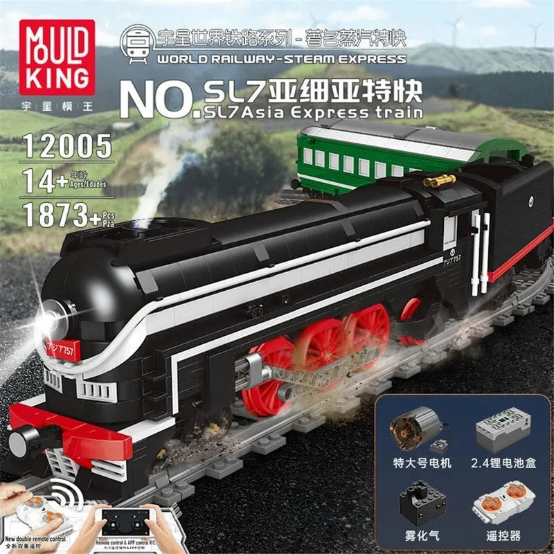 Building Blocks MOC APP Motorized RC SL7 Asia Express Train Bricks Toy 12005 - 2