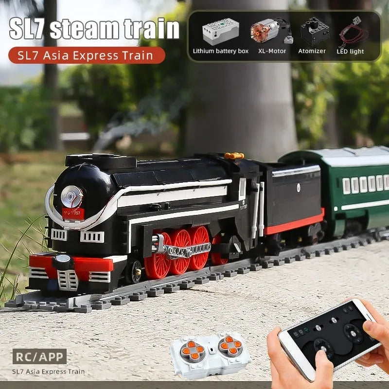 Building Blocks MOC APP Motorized RC SL7 Asia Express Train Bricks Toy 12005 - 6