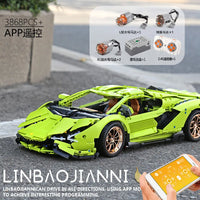 Thumbnail for Building Blocks MOC APP RC Lamborghini Hyper Racing Car Bricks Toys 13057 - 4