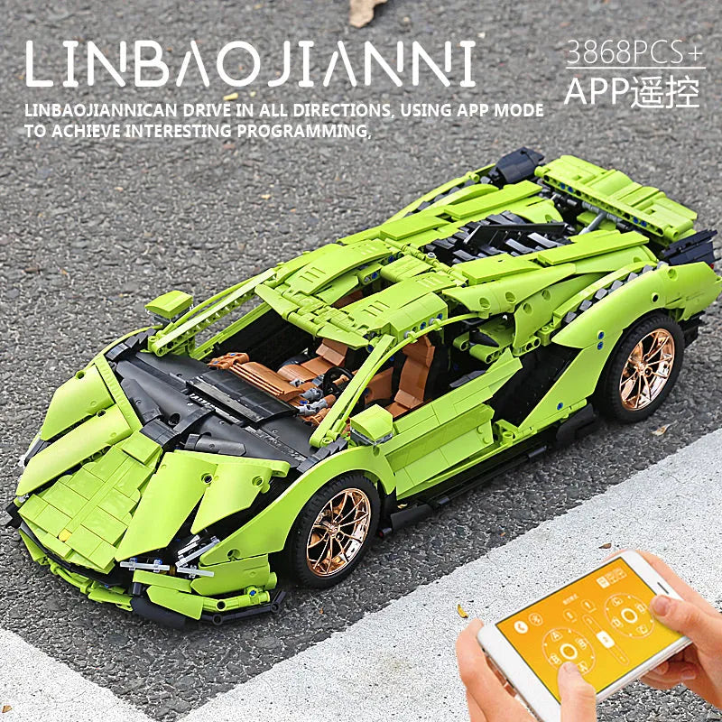 Building Blocks MOC APP RC Lamborghini Hyper Racing Car Bricks Toys 13057 - 5