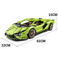 Thumbnail for Building Blocks MOC APP RC Lamborghini Hyper Racing Car Bricks Toys 13057 - 9